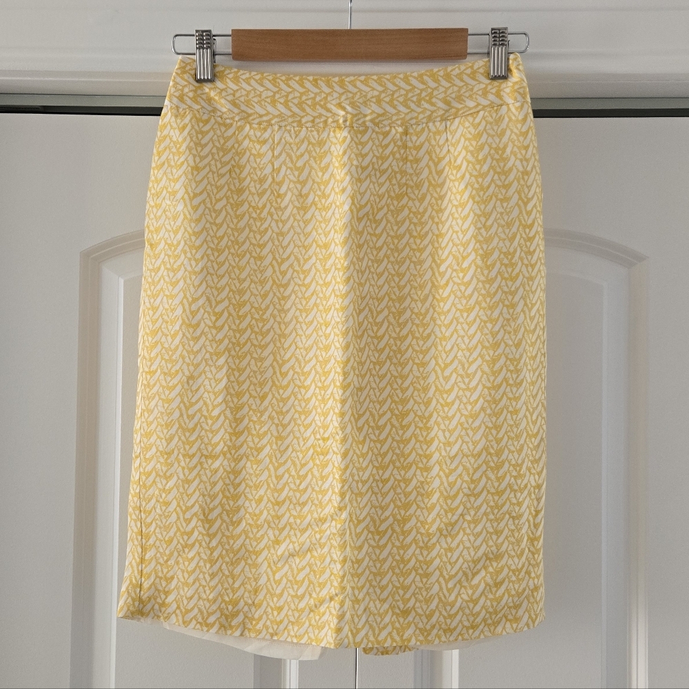 Banana Republic Yellow Patterned Pencil Skirt